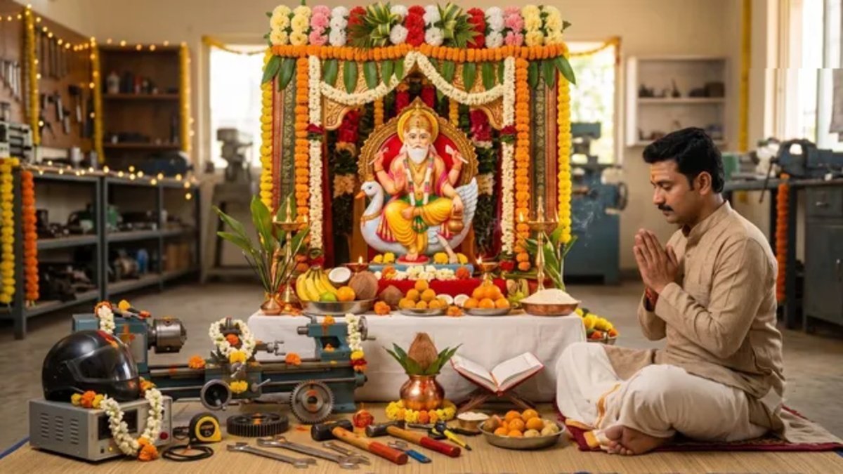 Vishwakarma Puja 2026 : मशीनों और औजारों पर क्यों बनाया जाता है स्वस्तिक’ जानें विश्वकर्मा पूजा का खास महत्व